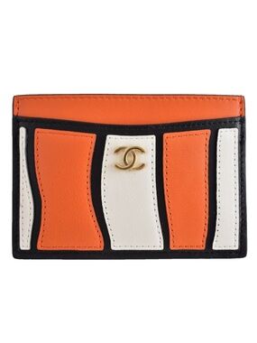Chanel 26M Coco Beach Nemo Orange Black White Gold CC Credit Card Holder Wallet